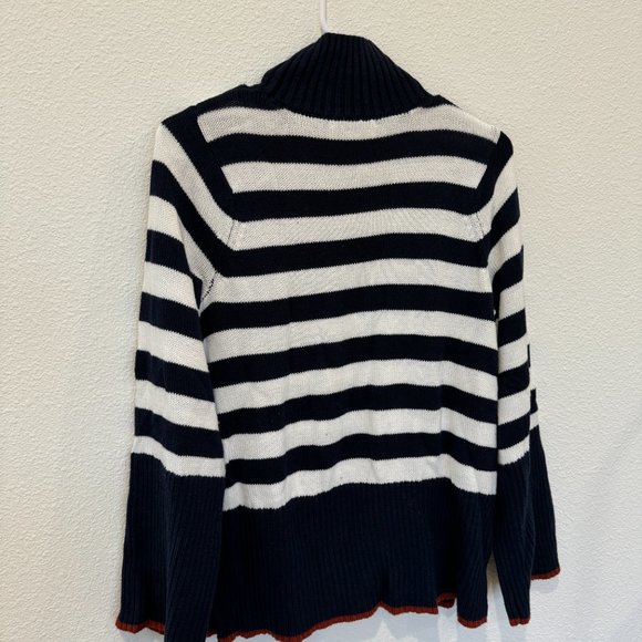 Striped Navy and White Turtleneck Sweater - Picture 6 of 6